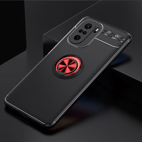 Custodia Silicone Ultra Sottile Morbida Cover con Magnetico Anello Supporto SD2 per Xiaomi Mi 11i 5G Rosso e Nero