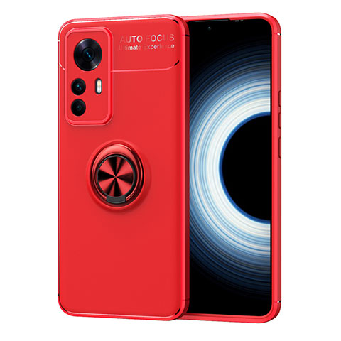 Custodia Silicone Ultra Sottile Morbida Cover con Magnetico Anello Supporto SD2 per Xiaomi Mi 12T 5G Rosso