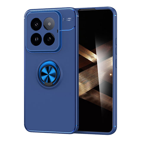 Custodia Silicone Ultra Sottile Morbida Cover con Magnetico Anello Supporto SD2 per Xiaomi Mi 14 Pro 5G Blu