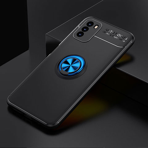 Custodia Silicone Ultra Sottile Morbida Cover con Magnetico Anello Supporto SD2 per Xiaomi Poco M3 Blu e Nero