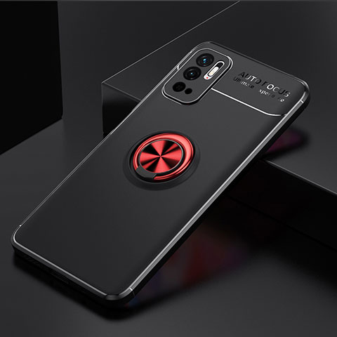 Custodia Silicone Ultra Sottile Morbida Cover con Magnetico Anello Supporto SD2 per Xiaomi POCO M3 Pro 5G Rosso e Nero