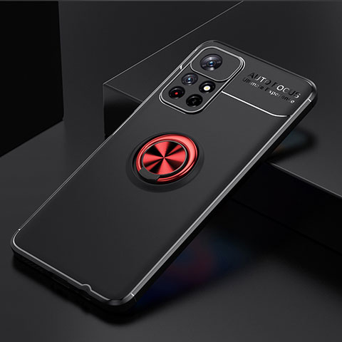 Custodia Silicone Ultra Sottile Morbida Cover con Magnetico Anello Supporto SD2 per Xiaomi Poco M4 Pro 5G Rosso e Nero