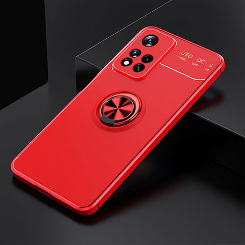 Custodia Silicone Ultra Sottile Morbida Cover con Magnetico Anello Supporto SD2 per Xiaomi Poco X4 NFC Rosso