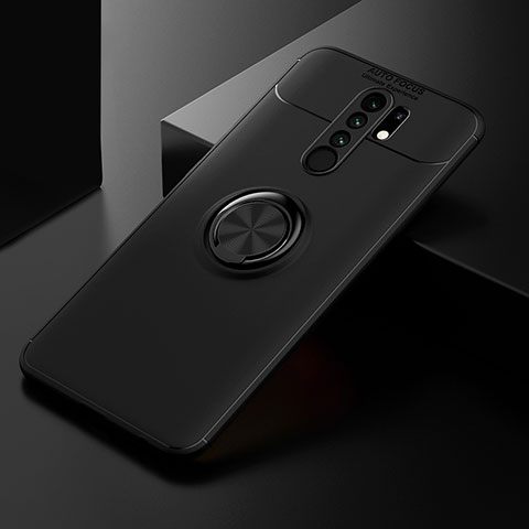 Custodia Silicone Ultra Sottile Morbida Cover con Magnetico Anello Supporto SD2 per Xiaomi Redmi 9 Nero