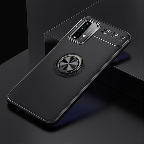 Custodia Silicone Ultra Sottile Morbida Cover con Magnetico Anello Supporto SD2 per Xiaomi Redmi 9 Power Nero