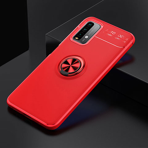 Custodia Silicone Ultra Sottile Morbida Cover con Magnetico Anello Supporto SD2 per Xiaomi Redmi 9 Power Rosso