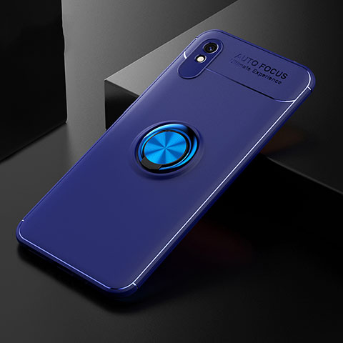 Custodia Silicone Ultra Sottile Morbida Cover con Magnetico Anello Supporto SD2 per Xiaomi Redmi 9A Blu