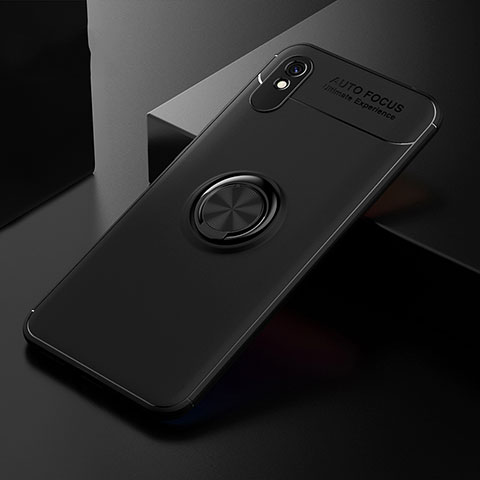 Custodia Silicone Ultra Sottile Morbida Cover con Magnetico Anello Supporto SD2 per Xiaomi Redmi 9A Nero