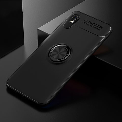 Custodia Silicone Ultra Sottile Morbida Cover con Magnetico Anello Supporto SD2 per Xiaomi Redmi 9i Nero