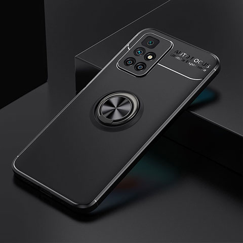 Custodia Silicone Ultra Sottile Morbida Cover con Magnetico Anello Supporto SD2 per Xiaomi Redmi Note 11 4G (2021) Nero