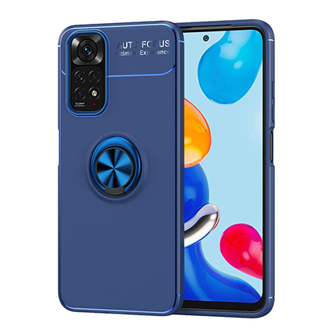 Custodia Silicone Ultra Sottile Morbida Cover con Magnetico Anello Supporto SD2 per Xiaomi Redmi Note 11 4G (2022) Blu