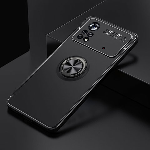 Custodia Silicone Ultra Sottile Morbida Cover con Magnetico Anello Supporto SD2 per Xiaomi Redmi Note 11E Pro 5G Nero