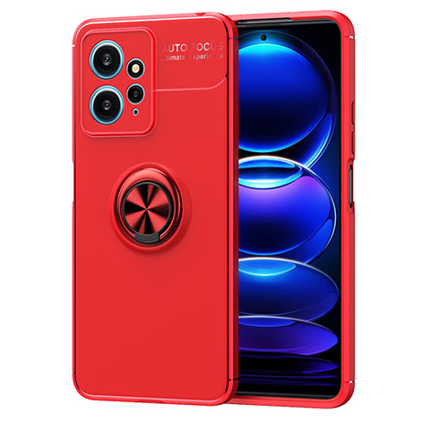 Custodia Silicone Ultra Sottile Morbida Cover con Magnetico Anello Supporto SD2 per Xiaomi Redmi Note 12 4G Rosso