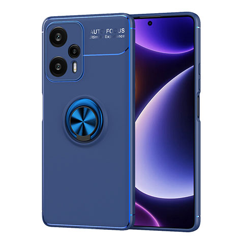 Custodia Silicone Ultra Sottile Morbida Cover con Magnetico Anello Supporto SD2 per Xiaomi Redmi Note 12 Turbo 5G Blu