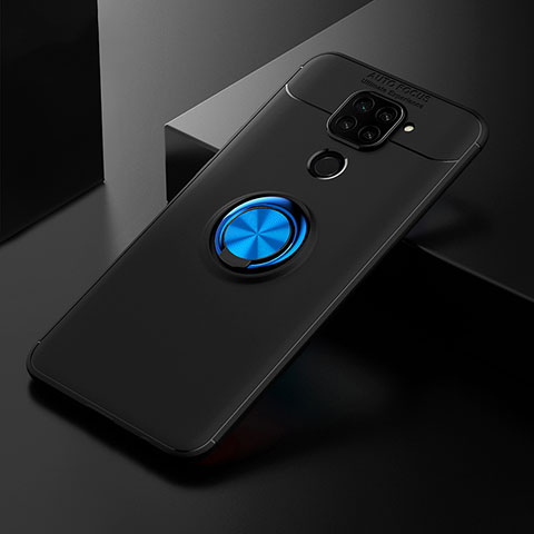 Custodia Silicone Ultra Sottile Morbida Cover con Magnetico Anello Supporto SD2 per Xiaomi Redmi Note 9 Blu e Nero