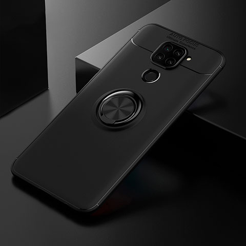 Custodia Silicone Ultra Sottile Morbida Cover con Magnetico Anello Supporto SD2 per Xiaomi Redmi Note 9 Nero