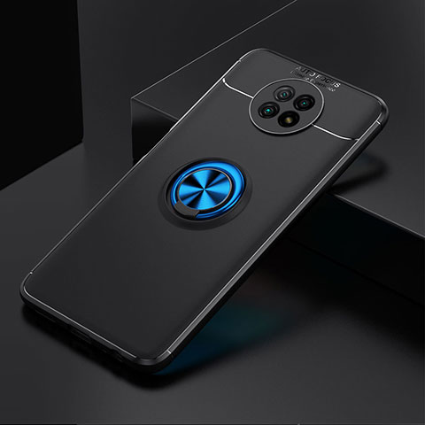 Custodia Silicone Ultra Sottile Morbida Cover con Magnetico Anello Supporto SD2 per Xiaomi Redmi Note 9T 5G Blu e Nero