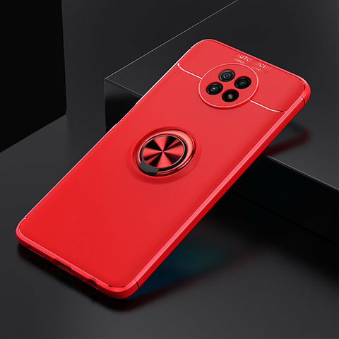 Custodia Silicone Ultra Sottile Morbida Cover con Magnetico Anello Supporto SD2 per Xiaomi Redmi Note 9T 5G Rosso