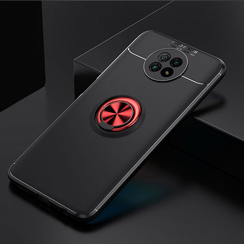 Custodia Silicone Ultra Sottile Morbida Cover con Magnetico Anello Supporto SD2 per Xiaomi Redmi Note 9T 5G Rosso e Nero