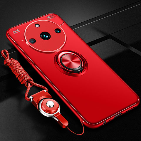 Custodia Silicone Ultra Sottile Morbida Cover con Magnetico Anello Supporto SD3 per Realme 11 Pro 5G Rosso