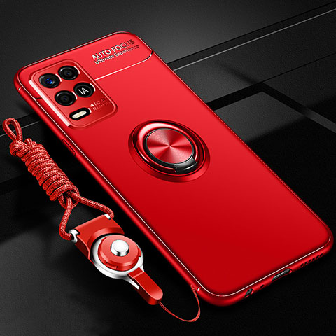 Custodia Silicone Ultra Sottile Morbida Cover con Magnetico Anello Supporto SD3 per Realme Q3 5G Rosso