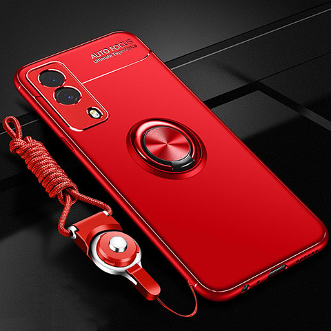 Custodia Silicone Ultra Sottile Morbida Cover con Magnetico Anello Supporto SD3 per Vivo iQOO Z5x 5G Rosso