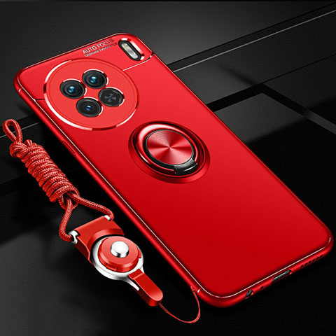 Custodia Silicone Ultra Sottile Morbida Cover con Magnetico Anello Supporto SD3 per Vivo X90 Pro+ Plus 5G Rosso