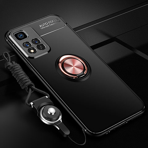 Custodia Silicone Ultra Sottile Morbida Cover con Magnetico Anello Supporto SD3 per Xiaomi Mi 11i 5G (2022) Oro e Nero
