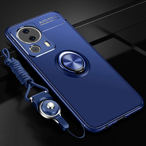 Custodia Silicone Ultra Sottile Morbida Cover con Magnetico Anello Supporto SD3 per Xiaomi Mi 12 Lite NE 5G Blu