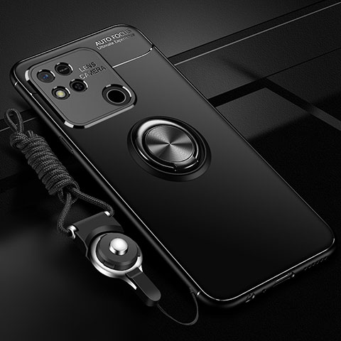 Custodia Silicone Ultra Sottile Morbida Cover con Magnetico Anello Supporto SD3 per Xiaomi POCO C3 Nero