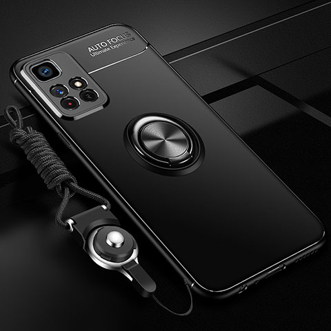 Custodia Silicone Ultra Sottile Morbida Cover con Magnetico Anello Supporto SD3 per Xiaomi Poco M4 Pro 5G Nero