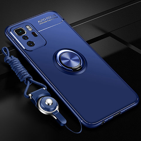 Custodia Silicone Ultra Sottile Morbida Cover con Magnetico Anello Supporto SD3 per Xiaomi Poco X3 GT 5G Blu