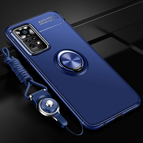 Custodia Silicone Ultra Sottile Morbida Cover con Magnetico Anello Supporto SD3 per Xiaomi Poco X4 Pro 5G Blu