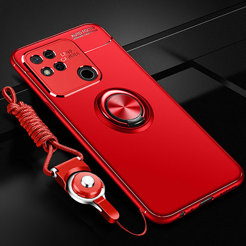 Custodia Silicone Ultra Sottile Morbida Cover con Magnetico Anello Supporto SD3 per Xiaomi Redmi 10A 4G Rosso