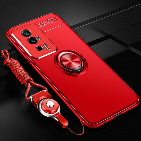 Custodia Silicone Ultra Sottile Morbida Cover con Magnetico Anello Supporto SD3 per Xiaomi Redmi K60 5G Rosso