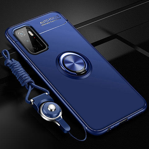 Custodia Silicone Ultra Sottile Morbida Cover con Magnetico Anello Supporto SD3 per Xiaomi Redmi Note 11E 5G Blu