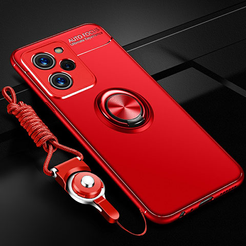 Custodia Silicone Ultra Sottile Morbida Cover con Magnetico Anello Supporto SD3 per Xiaomi Redmi Note 12 Pro Speed 5G Rosso