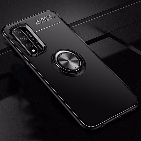 Custodia Silicone Ultra Sottile Morbida Cover con Magnetico Anello Supporto T01 per Huawei Honor 20S Nero