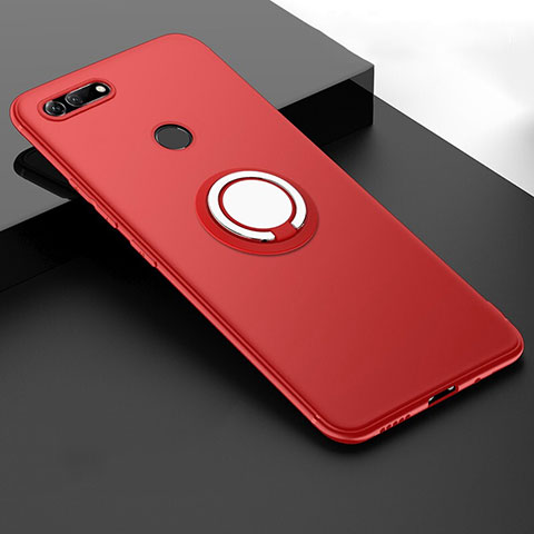 Custodia Silicone Ultra Sottile Morbida Cover con Magnetico Anello Supporto T01 per Huawei Honor View 20 Rosso