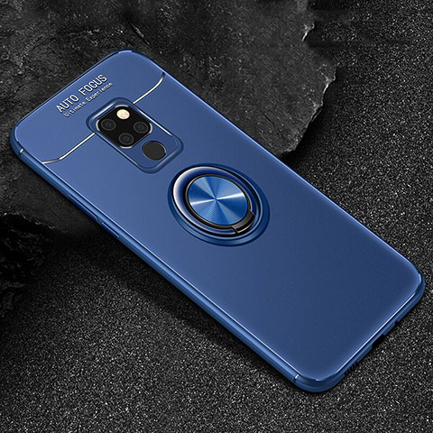 Custodia Silicone Ultra Sottile Morbida Cover con Magnetico Anello Supporto T01 per Huawei Mate 20 Blu