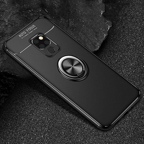 Custodia Silicone Ultra Sottile Morbida Cover con Magnetico Anello Supporto T01 per Huawei Mate 20 Nero