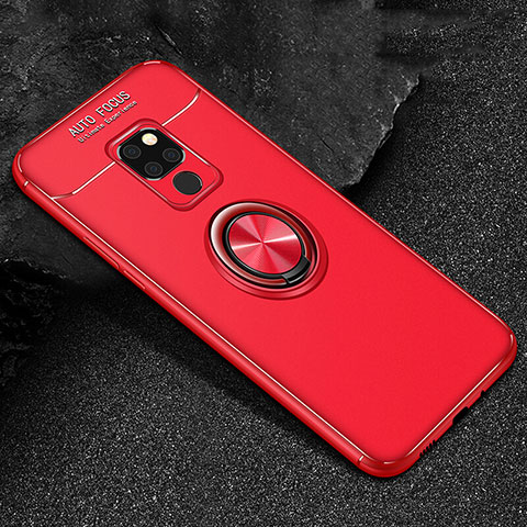 Custodia Silicone Ultra Sottile Morbida Cover con Magnetico Anello Supporto T01 per Huawei Mate 20 Rosso