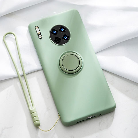 Custodia Silicone Ultra Sottile Morbida Cover con Magnetico Anello Supporto T01 per Huawei Mate 30 Verde