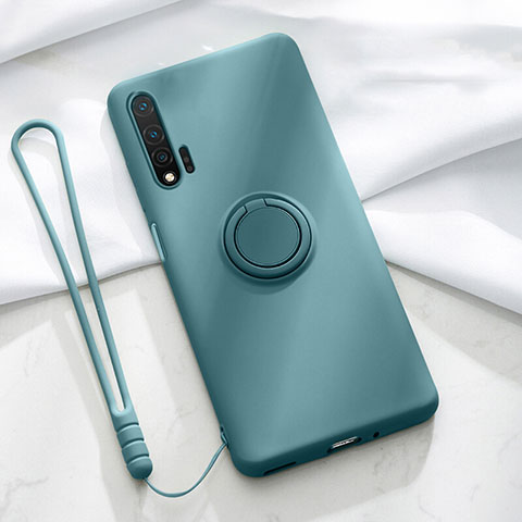 Custodia Silicone Ultra Sottile Morbida Cover con Magnetico Anello Supporto T01 per Huawei Nova 6 Verde