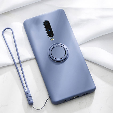 Custodia Silicone Ultra Sottile Morbida Cover con Magnetico Anello Supporto T01 per Oppo R17 Pro Viola