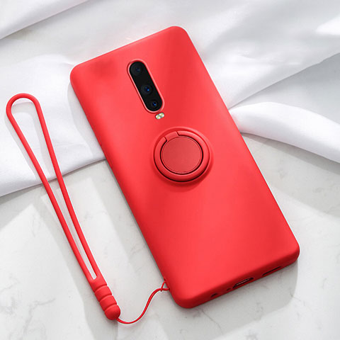 Custodia Silicone Ultra Sottile Morbida Cover con Magnetico Anello Supporto T01 per Oppo RX17 Pro Rosso