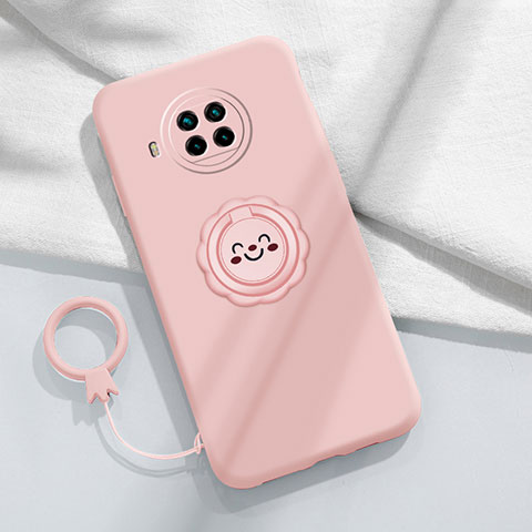 Custodia Silicone Ultra Sottile Morbida Cover con Magnetico Anello Supporto T01 per Xiaomi Mi 10i 5G Rosa