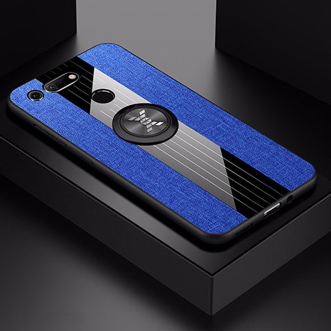 Custodia Silicone Ultra Sottile Morbida Cover con Magnetico Anello Supporto T02 per Huawei Honor View 20 Blu