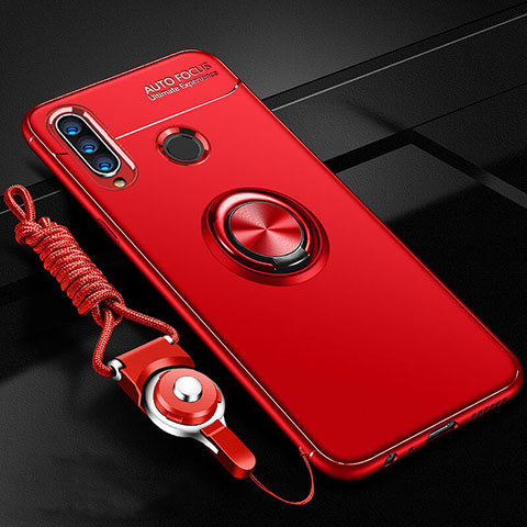 Custodia Silicone Ultra Sottile Morbida Cover con Magnetico Anello Supporto T02 per Huawei Nova 4e Rosso