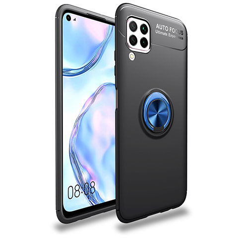 Custodia Silicone Ultra Sottile Morbida Cover con Magnetico Anello Supporto T02 per Huawei Nova 6 SE Blu e Nero